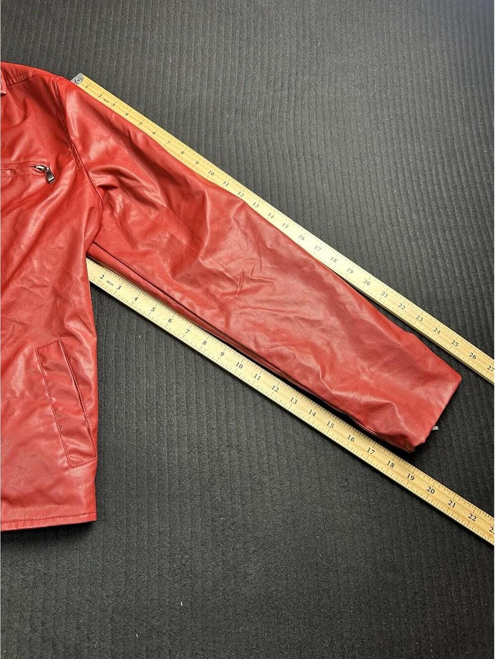 ❤️🔥 Unbranded Red Moto Faux Leather Jacket Women Size 2XL. 12-17 🔥❤️ - Picture 5 of 10